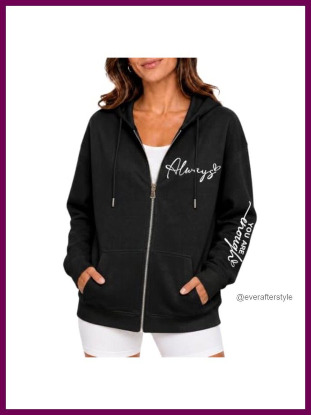 Womens Zip Up Hoodie Sweatshirt Mental Health Inspirational Graphic Print